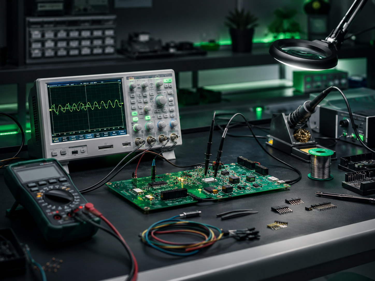 Illustration of electronics design and testing work